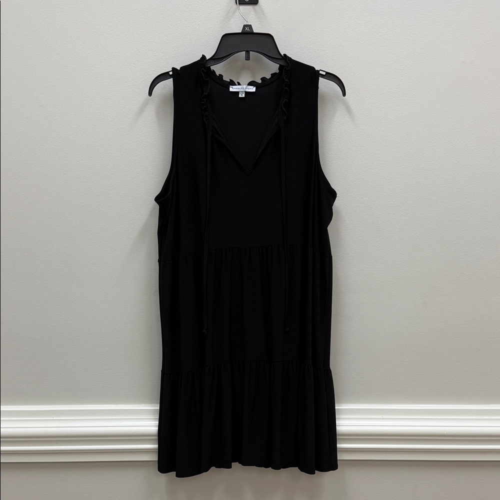 Annalee + Hope Black Ruffle Trim Empire Waist Black Dress Sz XL!